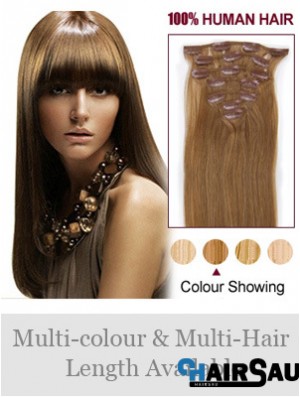 Hairstyles Brown Straight Remy Human Hair Clip In Hair Extensions