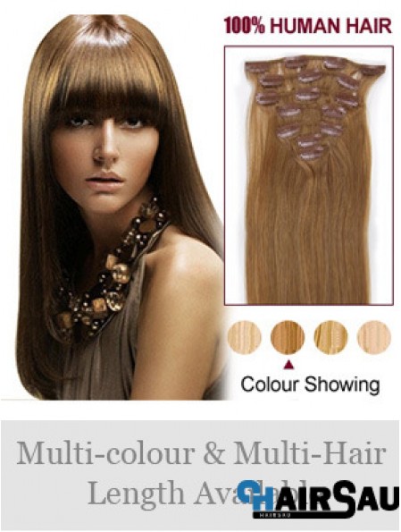 Hairstyles Brown Straight Remy Human Hair Clip In Hair Extensions