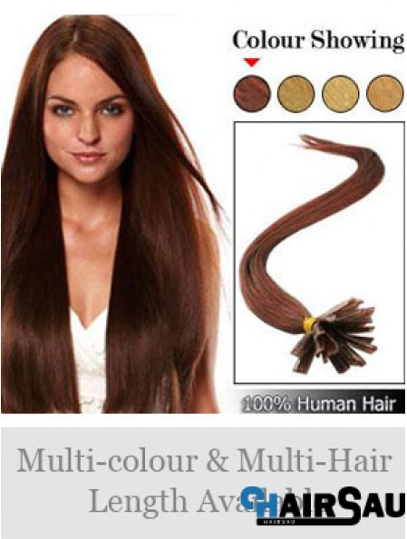 Auburn Straight Hairstyles Nail/U Tip Hair Extensions