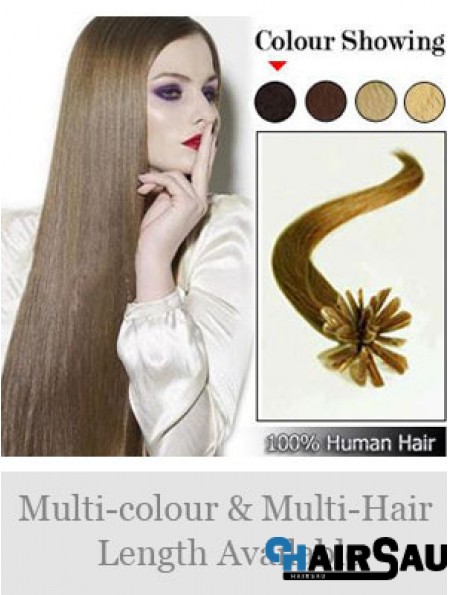 Brown Straight Modern Nail/U Tip Hair Extensions