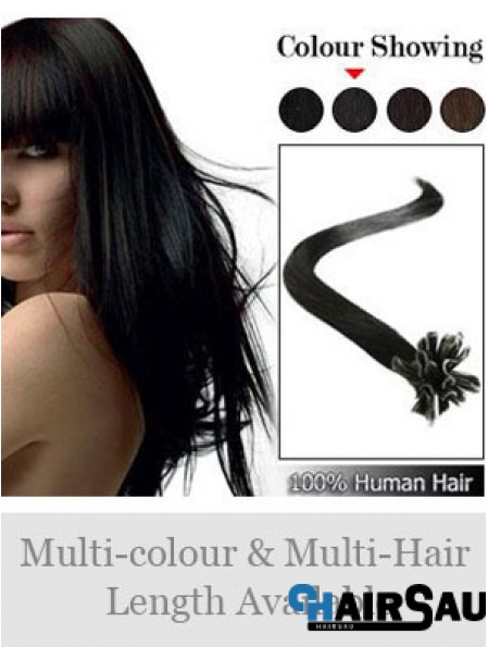 Black Straight Sleek Nail/U Tip Hair Extensions