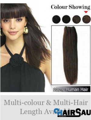 Straight Remy Human Hair Brown Durable Weft Extensions