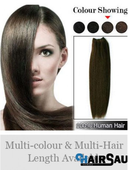 Straight Remy Human Hair Brown Soft Weft Extensions