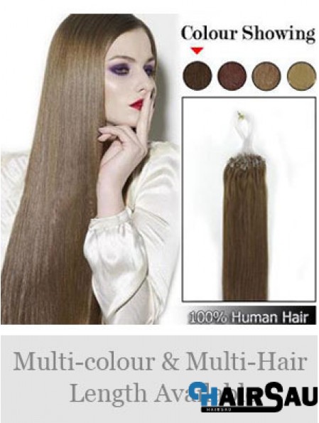 Fabulous Brown Straight Micro Loop Ring Hair Extensions