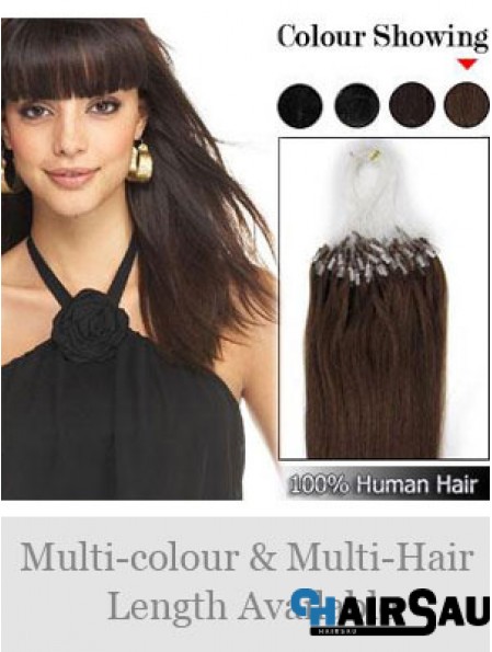 Flexibility Brown Straight Micro Loop Ring Hair Extensions