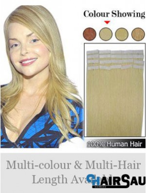 Blonde Straight Fashionable Remy Human Hair Tape In Hair Extensions