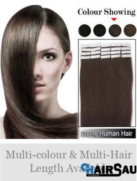 Brown Straight Durable Remy Human Hair Tape In Hair Extensions