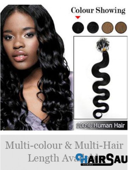 Top Black Wavy Micro Loop Ring Hair Extensions