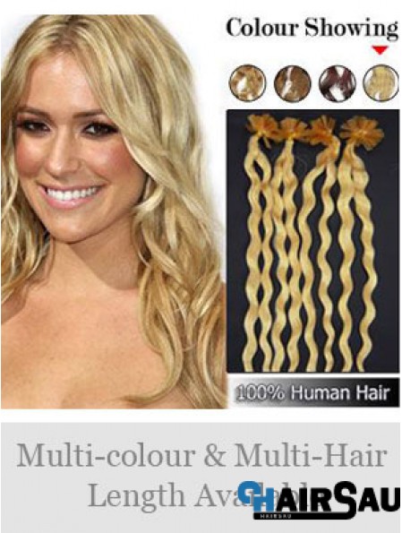 Blonde Curly Great Nail/U Tip Hair Extensions