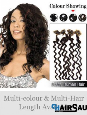 Black Curly Comfortable Nail/U Tip Hair Extensions