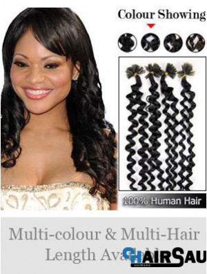 Black Curly Trendy Nail/U Tip Hair Extensions