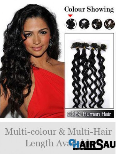 Black Curly New Nail/U Tip Hair Extensions