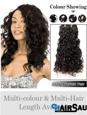 Curly Remy Human Hair Black Modern Weft Extensions