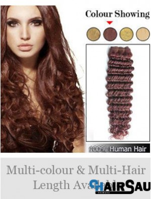 Wavy Remy Human Hair Auburn High Quality Weft Extensions