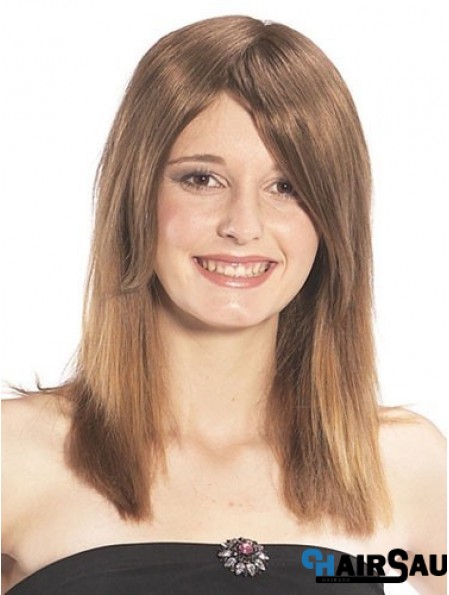 Sassy Straight Brown Long Human Hair Hairpieces