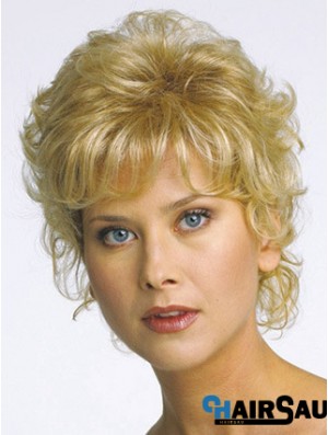 Short Curly Blonde Flexibility Synthetic Half Wigs