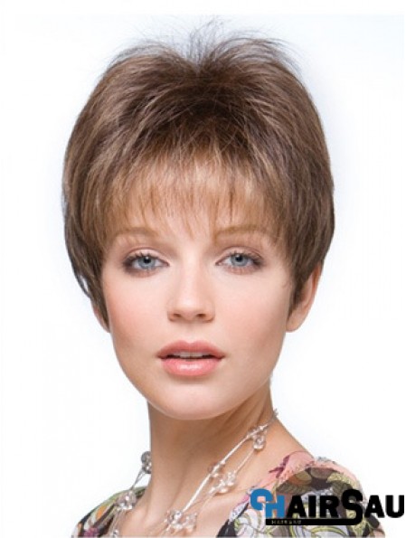 Falls Hairpieces Straight Style Brown Color Cropped Length