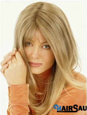 Wig Falls Long Length Straight Style Blonde Color