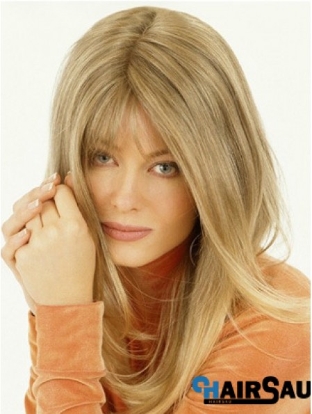 Wig Falls Long Length Straight Style Blonde Color