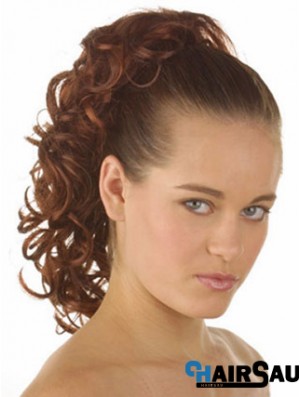 Hair Ponytail With Synthetic Curly Style Auburn Color