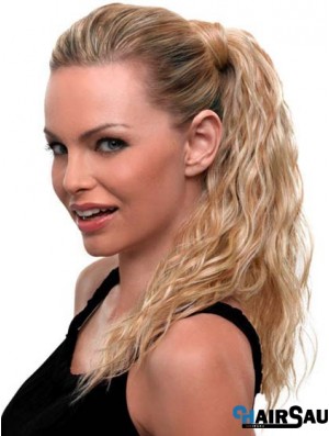 Blonde Ponytail Wavy Style Long Length With Synthetic